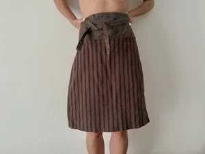 Gudrun Sjoden Summer  Cotton Linen Belted Skirt Brown Size M - Picture 1 of 7