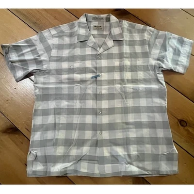 Vintage Oakton Ltd Sears Button Down Grey/white plaid shirt. Size Large - Image 1 of 4