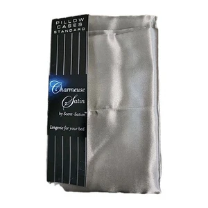 Charmeuse Satin Luxury Pillowcases Scent Sation Pair Standard Light Green Sage - Picture 1 of 7