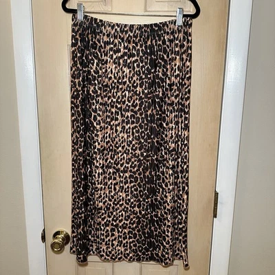 Falda midi recta plisada con estampado de leopardo talla L de ZARA Foto 1 de 4