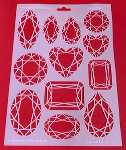 Schablone - A4 Diamanten1 Facette Herz Tropfen u.m. HS SB 440 Heike Schäfer - ge - Bild 1 von 4