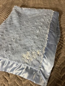 Bean Sprout Monogram Embroidered Max Blue Baby Blanket Satin Trim Back Read Belo - Picture 1 of 11