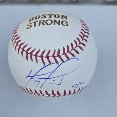 David Ortiz Signed 2013 Boston Strong Baseball MLB Authentic Red Sox Autograph - Image 1 of 4