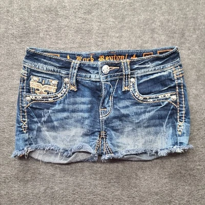 Rock Revival Shorts Womens 25 Angie Slim Fit Low Rise Stretch Booty Frayed Hem - Image 1 of 4