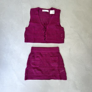 Free People Beach Mairead Fauxchet Skirt/Top Set. Purple/Magenta. XS. RRP £78 - Picture 1 of 6