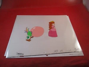 Hop + Princess Peach Super Mario World Cartoon Overlap Animation Cel + Sketches - Picture 1 of 11