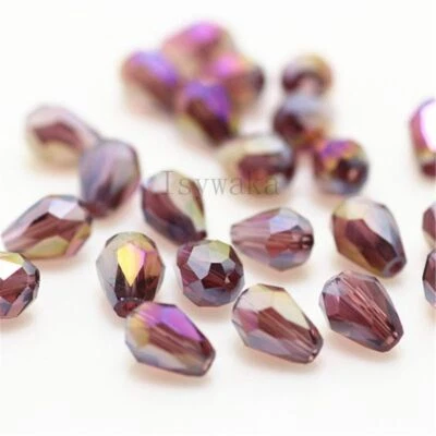 Cuentas de cristal en lágrima facetadas cuentas espaciadoras sueltas hágalo usted mismo joyería 5*7 mm 70 piezas Foto 1 de 4