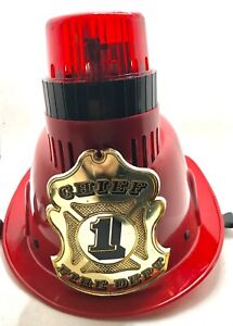 Vintage Lights and Siren Sound Fire Chief Fireman Helmet Radio Shack (needswork)
