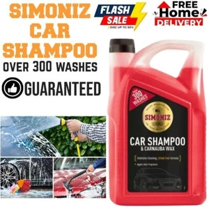 Champú para lavado de autos Simoniz 5L espuma de cera de carnauba limpiador de nieve brillo más de 300 lavados - Imagen 1 de 7