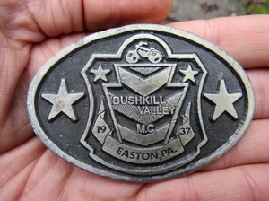 Hebilla de cinturón Bushkill Valley MC 1937 Easton PA motocicleta club forajido raro en muy buen estado - Imagen 1 de 4