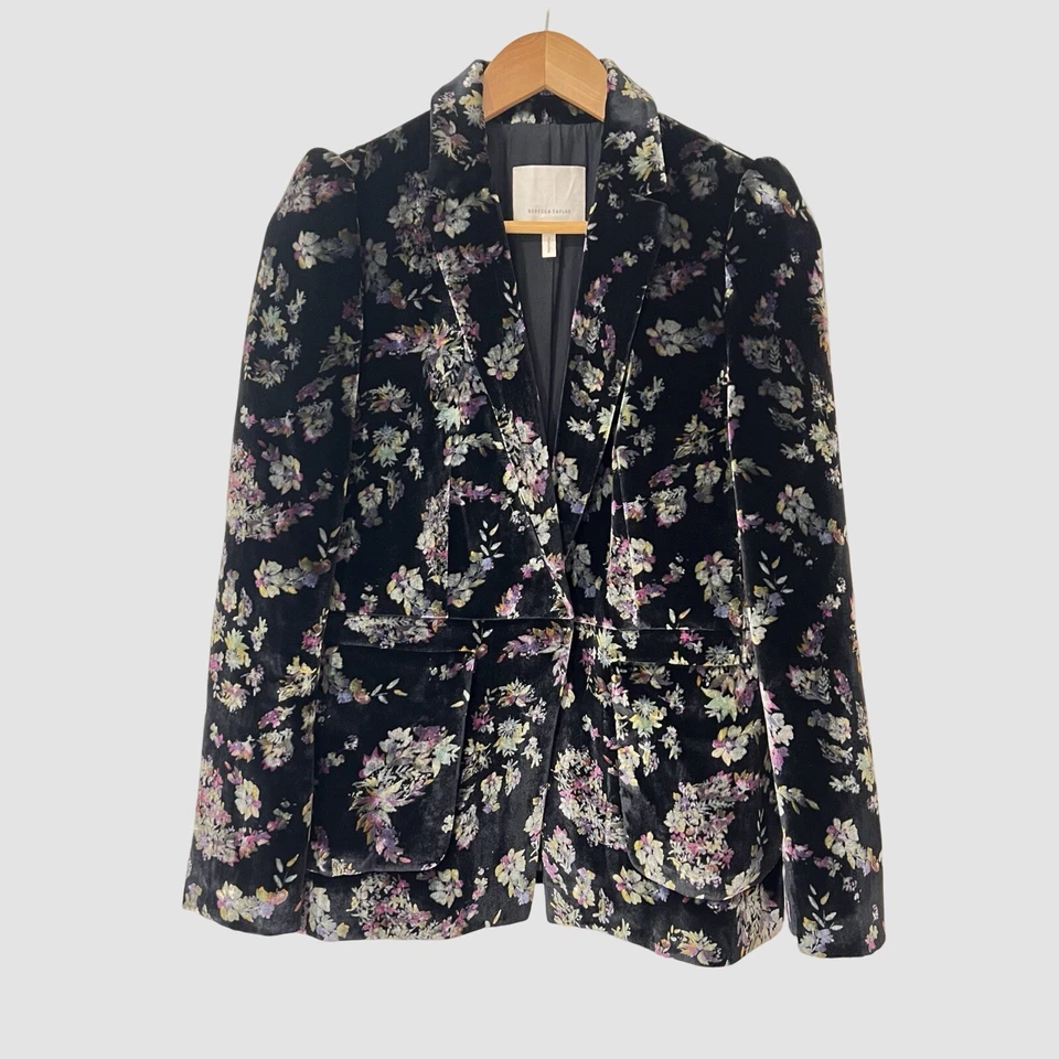 Blazer Rebecca Taylor Estampado Floral Terciopelo Mezcla Seda US6 ($550) Foto 1 de 4