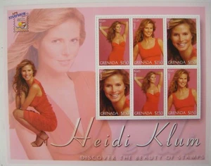 HEIDI KLUM STAMPS SHEET 2002 MNH GRENADA FASHION MODEL AMERICA'S GOT TALENT - Picture 1 of 4
