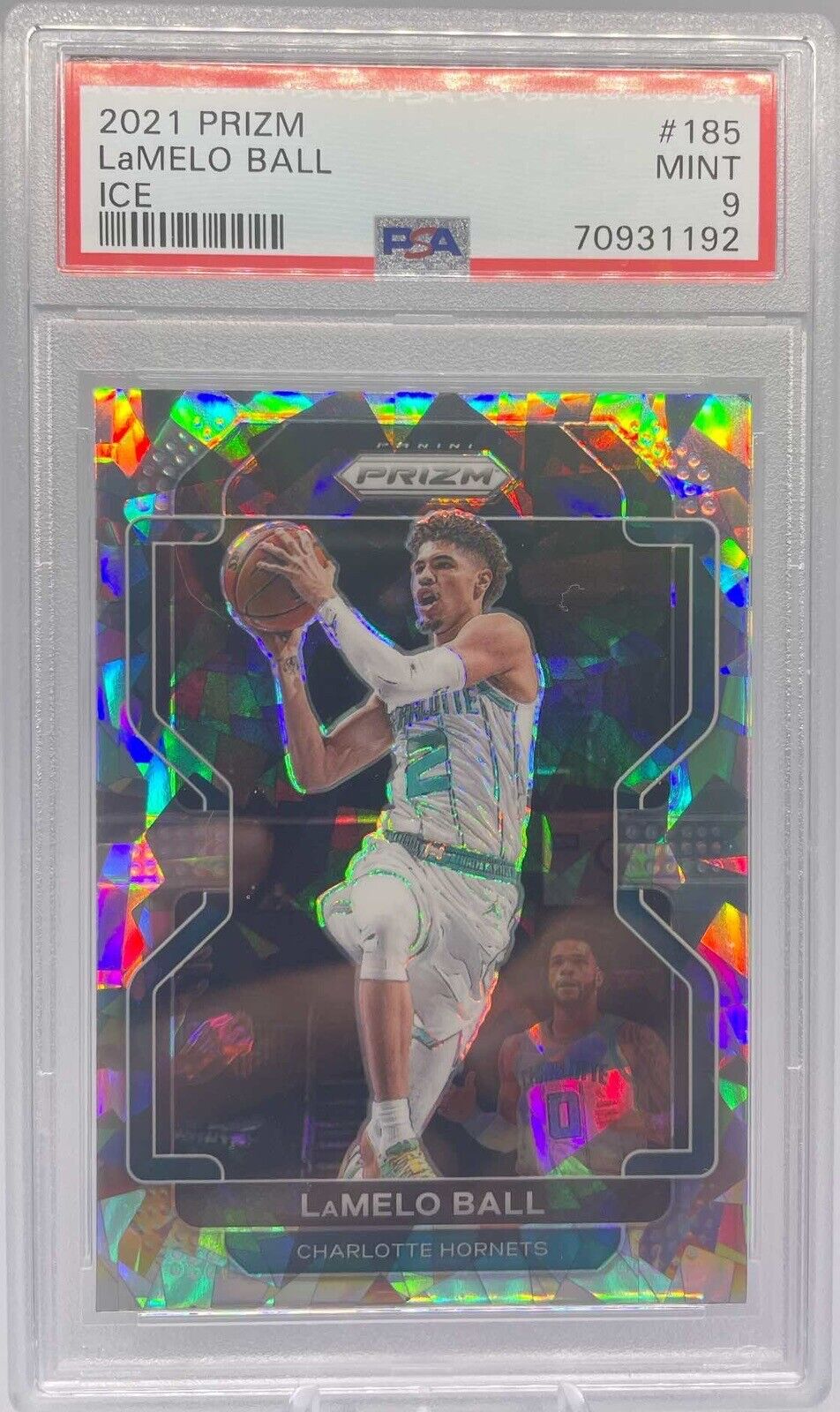 LaMelo Ball Cracked Ice 2021 Prizm Silver #185 PSA Mint 9