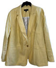 Nwt Talbots Woman Yellow Jacket Size 22W 100% Linen With 100% Polyester Lining