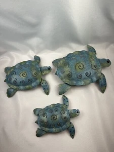 3 Metal Turtle Wall Art, Blues and Greens. Indoor or Outdoor Beach Decor 3 Sizes - Picture 1 of 5