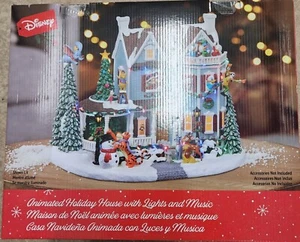 NIB 2022 Christmas Decor Disney Animated Holiday House With Lights and Music  - Picture 1 of 2