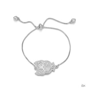 Fashion Glamour Female Owl Rhinestone Silver Bracelet Fine Jewelry 