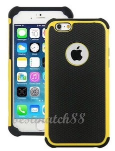 for iPhone 6 4.7 inch yellow black triple layer rugged hybrid hard soft case - Picture 1 of 1