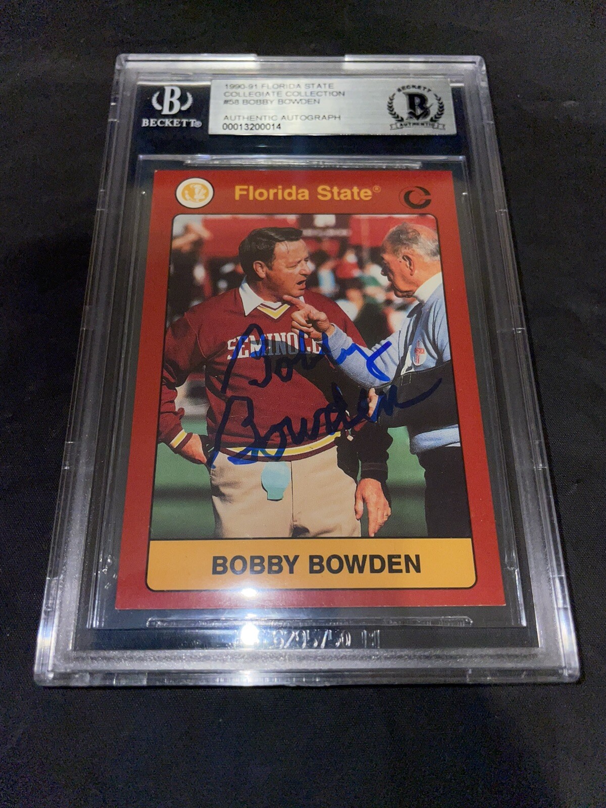 Bobby Bowden Autographed Signed 1990-1991 Fsu Collegiate Collection Beckett Slab #2 