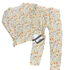 Sweet Bamboo 2T Girls Floral Long Sleeve Top & Pants Pajama Set NWT Golden Sage - Picture 1 of 7