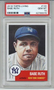 2018 TOPPS LIVING #100 BABE RUTH CARD NEW YORK YANKEES PSA 10 MINT LOW POP RARE - Picture 1 of 2
