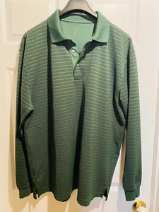 Champions Tour Long Sleeve Polo Golf Shirt Men’s XXL Green Ribbed Striped - Picture 1 of 3