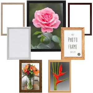 Wall Mounted Wooden Photo Frame Multicolor With Rear Hanging Clips Home Decor - Picture 1 of 6