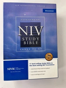 NIV Study Bible 2002 Navy Bonded Leather 1984 Indexed ~NEW but has name imprint - Picture 1 of 20