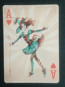 Carta da gioco poker circo donna arlecchino clown asso cuori - Foto 1 di 2