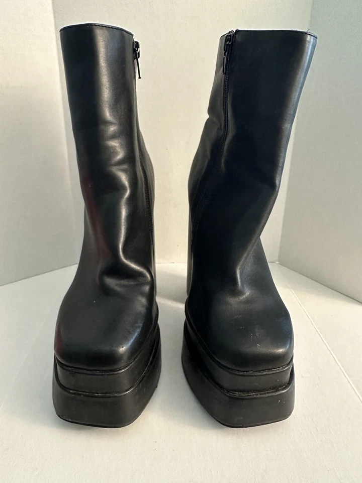 Olivia Thompson Zapatos Botas Mujer Talla 5.5 Negro Plataforma Grueso Tacón Bloque Cremallera Foto 1 de 4