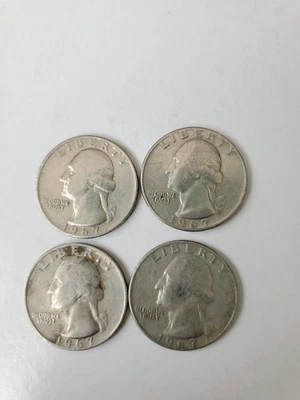 Four 1967 Liberty Washington Quarter Dollar US Collectors Coins RARE - Image 1 of 4