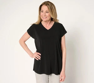 Susan Graver Modern Essentials Regular Liquid Knit Tunic in Black Size XLP - Picture 1 of 1