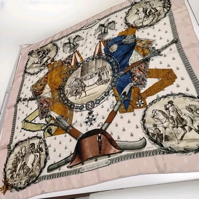 Hermès Carrè NAPOLEON Foulard 89x88 Pura Seta Bordo Rosa, Hermes 1963 1* Ed. - Imagen 1 de 4