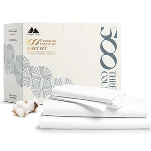 100% Cotton Sheets Full Size Bed Set - 500 Thread Count Sheets Full Size 4 PC... - Picture 1 of 8