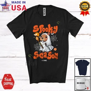 Nombre Personalizado Temporada Espeluznante; Humoroso Halloween Capibara Boo Fantasma Juegos con disfraces Camiseta - Imagen 1 de 7