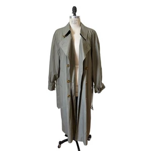 Vintage Aquascutum Men's Aqua 5 Olive Green Trench Coat Size 42S - Picture 1 of 7