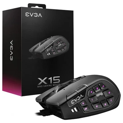 Evga Usb Gaming Mouse X15 Mmo 8K Wired Black 0.63 Pound Rgb Lighting - Image 1 of 4