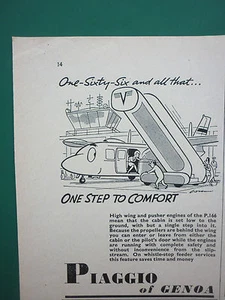 2/1962 PUB PIAGGIO OF GENOA AVION PIAGGIO P.166 AIRCRAFT FLUGZEUG ORIGINAL AD - Imagen 1 de 1