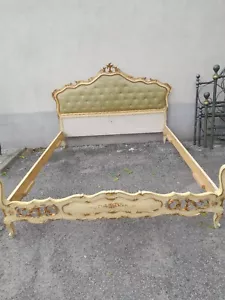 LETTO MATRIMONIALE BAROCCHETTO - LACCATO RICCHI INTAGLI - COMPLETO - 1940 EMILIA - Foto 1 di 22