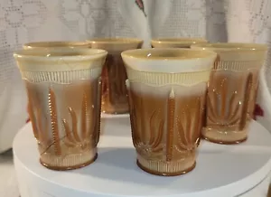 RARE Antique Slag Glass Glasses Set of 6 1903 Slag Tumblers Drinkware Kitchen - Picture 1 of 6