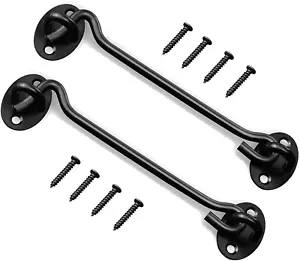 2 Pack 8" Stainless Steel Barn Door Hook and Eye Latch Lock for Cabin Garage She - Picture 1 of 12