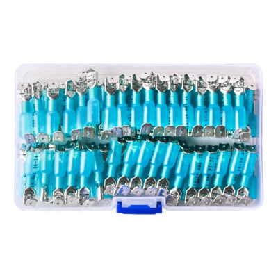 100PCS Heat Shrink Piggyback Quick Disconnect Connectors Spade Terminal 16-14AWG - Image 1 of 4