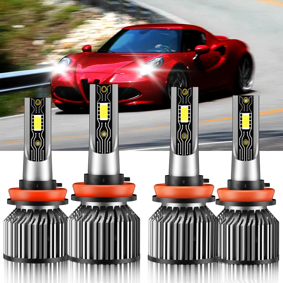 4PCS H11 Combo LED Headlight High Low Beam Bulbs Kit For Alfa Romeo 4C 2016 - Imagem 1 de 4