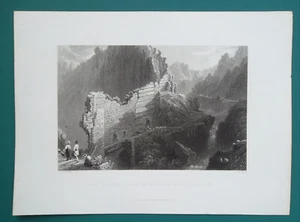 TURKEY Antakya Ancient Antioch Remains of City Walls SYria - 1836 Antique Print - Picture 1 of 2