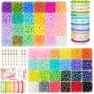 3000pcs 6mm Glass Beads Bracelet Making Kit 48 Colors Glass Crystal Beads fo - Picture 1 of 7