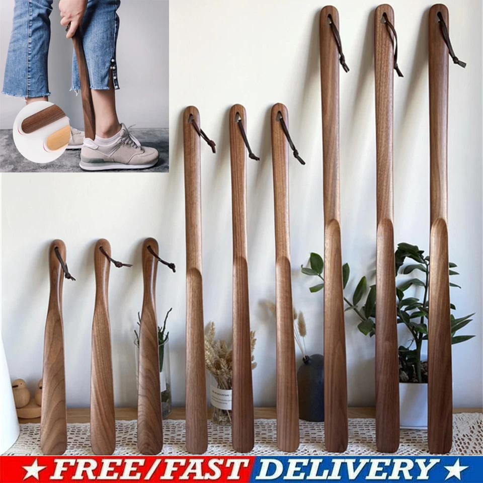 Wooden Shoe Horn Long Handle Shoehorn Lifter Spoon High Quality Walnut Beech - image 1 of 4