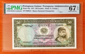 Portugiesisch Guinea 50 Escudos 1971 P44a PPMG 67 EPQ Suberb Gem UNC - Bild 1 von 2