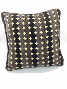 15”x15” Square Throw Pillow Brown Circle Pattern - Picture 1 of 4