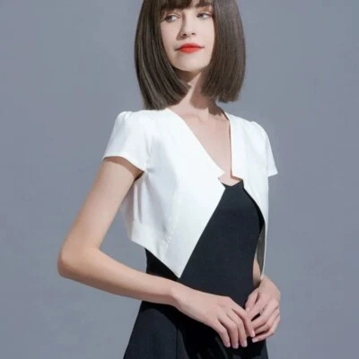 Lady Open Front Cropped Jacket Bolero Shrug Cardigan Shawl Business Capelet Slim - image 1 of 4