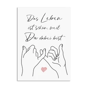 Postkarte Das LEBEN ist schön, weil DU dabei bist! Geschenk Freundin Postkarte - Bild 1 von 4